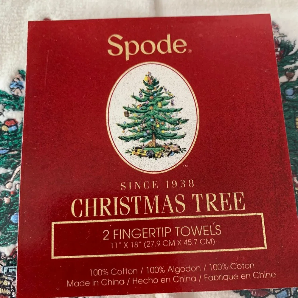 SPODE CHRISTMAS TREE 2 FINGERTIP TOWELS 11